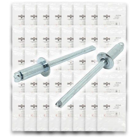 Boltsandnuts.Com Dome Head Blind Pop Rivets Steel/Steel Mandrel Zinc Clear Assortment - 2035 PCS Assortment Kit #367